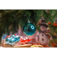 Шар Т174-7 6шт 8см (глянцевые) бирюзовый (64)