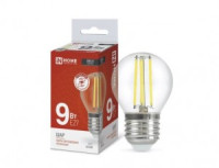 ASD/InHome лампа св/д Deco Шар P45 E27 9W(810lm) 4000K 4K 78x45 филамент (нитевидная) прозр. 6282
