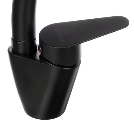 СоюзКран Смеситель для кухни, поворотный излив, керам. картридж 35мм, нерж.сталь, черный SS01-С233