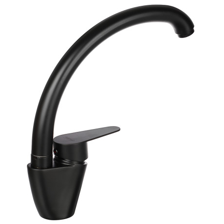 СоюзКран Смеситель для кухни, поворотный излив, керам. картридж 35мм, нерж.сталь, черный SS01-С233