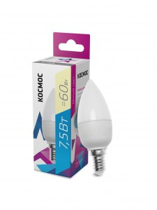 Космос свеча  E14 7,5W (7W) (590lm) 3000K 2K матов. 99x37 LkecLED7.5wCNE1430