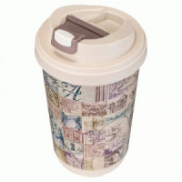 Термостакан с клапаном и декором 400 мл &quot;архитектура&quot; бежевый 435260007 Бытпласт