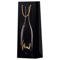 Пакет подарочный 12*36*8,5см MESHU "Black", матовое ламинирование, отд.фольгой, под бутылку 354701