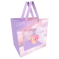 Пакет подарочный 23*18*10см MESHU "Love", отд. фольгой, с окошком 354636
