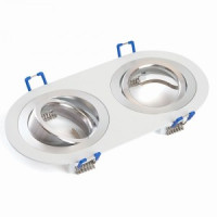 Feron св-к встр.овал 2хMR16 G5.3 белый-хром металл поворотный 175х25 DL2812 48461