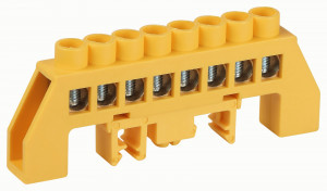 ЭРА шина PE земля ШНИ-8х12-8-Д-Желтый 8 отв. в комб. изоляторе на DIN-рейку (10шт, цена за шт) 62970