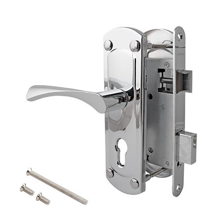 Замок врез 1423-CR Apecs (хром) б/цилиндра (под размеры ШО-25)  \12