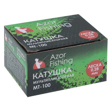 AZOR FISHING Катушка MT-100 мультипликаторная c леской 0,28мм, металл
