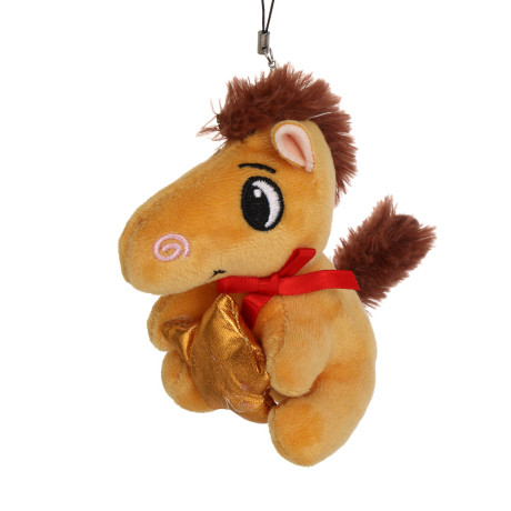 СНОУ БУМ Мягкий сувенир лошадка со звездочкой на шнурке 8,5 см, полиэстер
