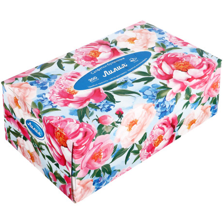 Салфетки бумажные двухслойные Лилия non-stop, 4 дизайна, 200л
