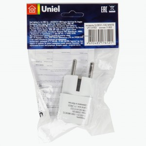 Uniel переходник сетевой, 10А, 2500Вт, IP20 земля белый S-GES1-10S WHITE