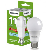 ВЫГОДНО GENERICA лампа св/д ЛОН A60 E27 11W(1100lm) 6500K 6K 55x100 матов.  LL-A60-11-230-65-E27-G