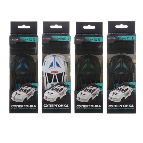 ИГРОЛЕНД Машина на Р/У "Супергонка", 2-канальный пульт, PP, 4хАА, 7,3x4x18,3 см, 4 дизайна