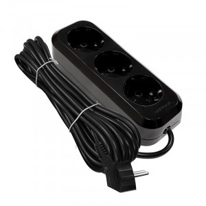 UNIVersal сет. удлинитель ПВС 3х1 3роз. 5м 13А черный земля (корпус ABS) E-303 2182