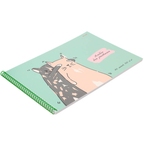 Альбом для рисования A4 40л., офсет 100г/м2, обл.картон, спираль, микс