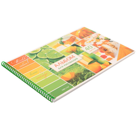 Альбом для рисования A4 40л., офсет 100г/м2, обл.картон, спираль, микс