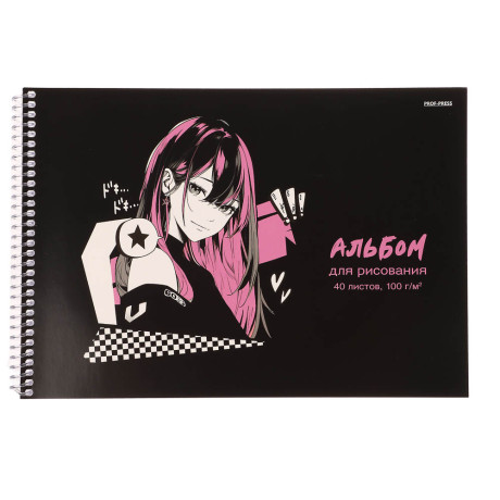 Альбом для рисования A4 40л., офсет 100г/м2, обл.картон, спираль, микс