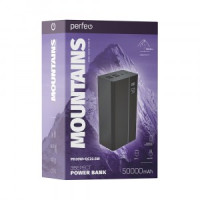 Perfeo Powerbank MOUNTAINS 50000 mAh/LED дисплей/PD + QC 3.0/Type-C/4 USB/Выход: 3A, max 22.5W/Black