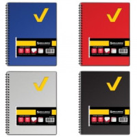 Тетрадь-блокнот 80л., А5, 160х207мм, BRAUBERG клетка, гребень обложка пласт. 1разд. Tag 4вид. 401800