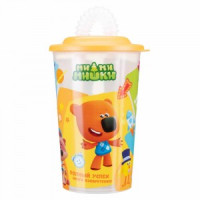 Стакан с трубочкой и декором 400мл МИ-МИ-МИШКИ оранжевый 431329008 Бытпласт