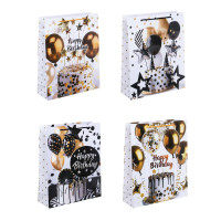 Пакет подарочный бумажный, L 26x32x9 см, 128 гр, 4 дизайна, Шары