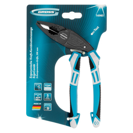 Плоскогубцы комбинированные с изогнутой головой, трехкомпонентные рукоятки, 200 мм Gross