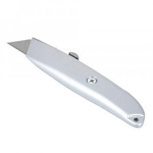 ЕРМАК Нож, 19 мм, выдвижное трапециевидное лезвие, металлический корпус, комплект 5 лезвий