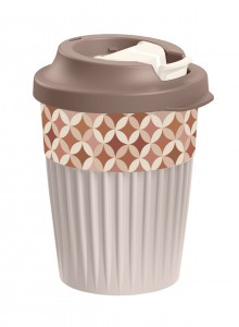 Стакан с клапаном "Геометрия" 350мл пластик, декор, светло-бежевый 43327723452 Бытпласт