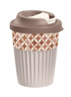 Стакан с клапаном &quot;Геометрия&quot; 350мл пластик, декор, светло-бежевый 43327723452 Бытпласт