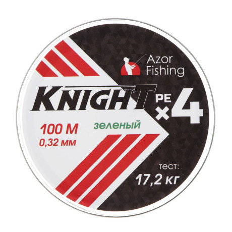 AZOR FISHING Леска плетеная PE "Найт Х4", 100м, 0,32мм, 17,2кг, зеленый