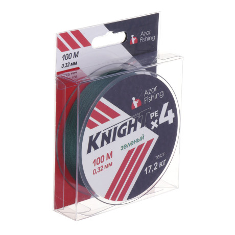 AZOR FISHING Леска плетеная PE "Найт Х4", 100м, 0,32мм, 17,2кг, зеленый