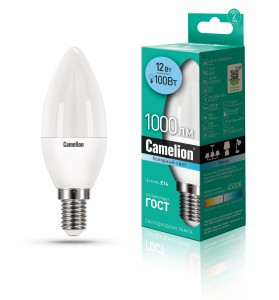 Camelion Свеча E14 12W(1000lm 220°) 4500K 4K матов. 107x38 пластик LED12-C35/845/E14