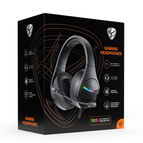 BY Наушники проводные с микрофоном игровые Dzingasa USB 3,2 м, VS7.1, настраиваемая RGB подсветка