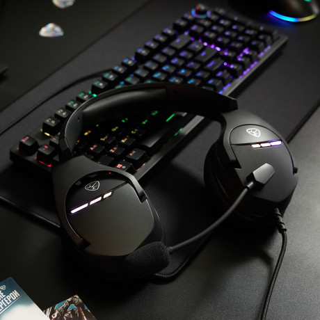 BY Наушники проводные с микрофоном игровые Dzingasa USB 3,2 м, VS7.1, настраиваемая RGB подсветка