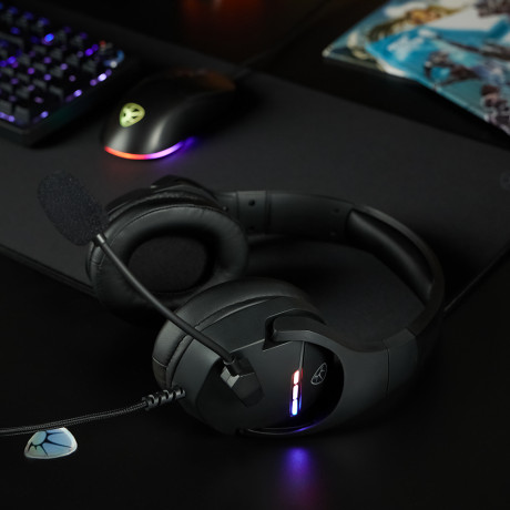 BY Наушники проводные с микрофоном игровые Dzingasa USB 3,2 м, VS7.1, настраиваемая RGB подсветка