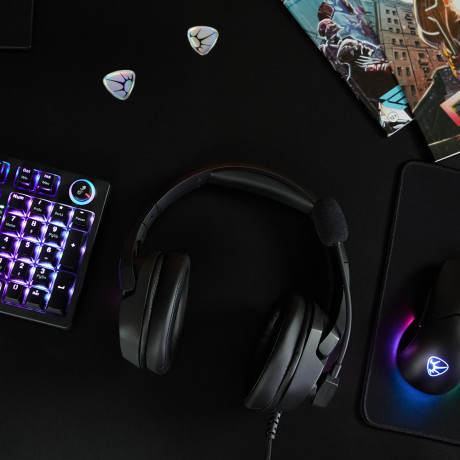 BY Наушники проводные с микрофоном игровые Dzingasa USB 3,2 м, VS7.1, настраиваемая RGB подсветка