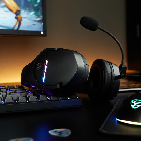 BY Наушники проводные с микрофоном игровые Dzingasa USB 3,2 м, VS7.1, настраиваемая RGB подсветка