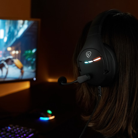 BY Наушники проводные с микрофоном игровые Dzingasa USB 3,2 м, VS7.1, настраиваемая RGB подсветка