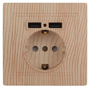 ЭРА Intro Plano роз. СУ, 1 мест. керам., земля, с 2xUSB 16A, штор. 5В-2,1А сосна 250В 1-410-11 4100