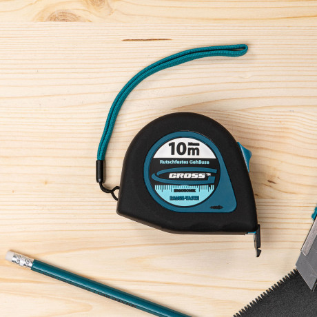 Рулетка "Ergonomisch",10 м x 25 мм,магнитный обрезиненный зацеп Gross