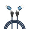 BY Рыжий Кабель для зарядки Diverse 4в1 USB/iP/microUSB/Type-C, 1м, 3А, PD 65W, тканевый, черный