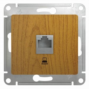 Systeme Electric GLOSSA мех. роз. комп. СУ 1 мест. темный дуб (пласт., осн., RJ45) GSL000581K (2!)