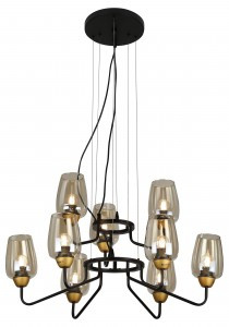 Rivoli Подвес 4065-209 Gera P9 Черный/золото 9хE27 40W 700х700х800мм 1438