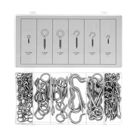 Набор крюков-саморезов 2.5 х 25, 3 х 40.5 х 65.5 х 75, 6 х 45, 6 х 50 мм, 151 предмет Сибртех