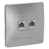 Systeme Electric BLANCA роз. комп. СУ 2 мест. алюм. (пл.осн., RJ45, кат.5E) BLNIS045453 (10!)