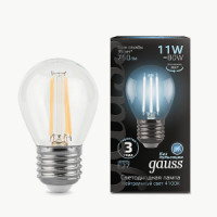 Gauss Filament лампа Шар G45 E27 11W(750lm) 4100K 4K филамент (нитевидная) прозр.105802211