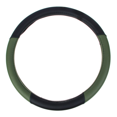 ЕРМАК Оплетка руля, вставка перфорированная, темно-зеленая, черный (М), полиуретан(PU)