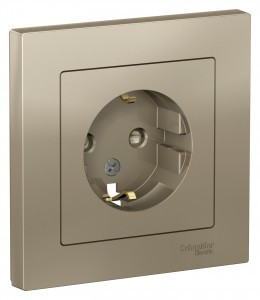 Systeme Electric AtlasDesign роз. СУ 1 мест. шампань (пл.осн., земля, штор.) ATN000544 (10!)