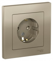 Systeme Electric AtlasDesign роз. СУ 1 мест. шампань (пл.осн., земля, штор.) ATN000544 (10!)