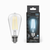 Gauss Filament лампа ST64 10W (970lm) 4100К Е27 филамент (нитевидная) диммируемая 157802210